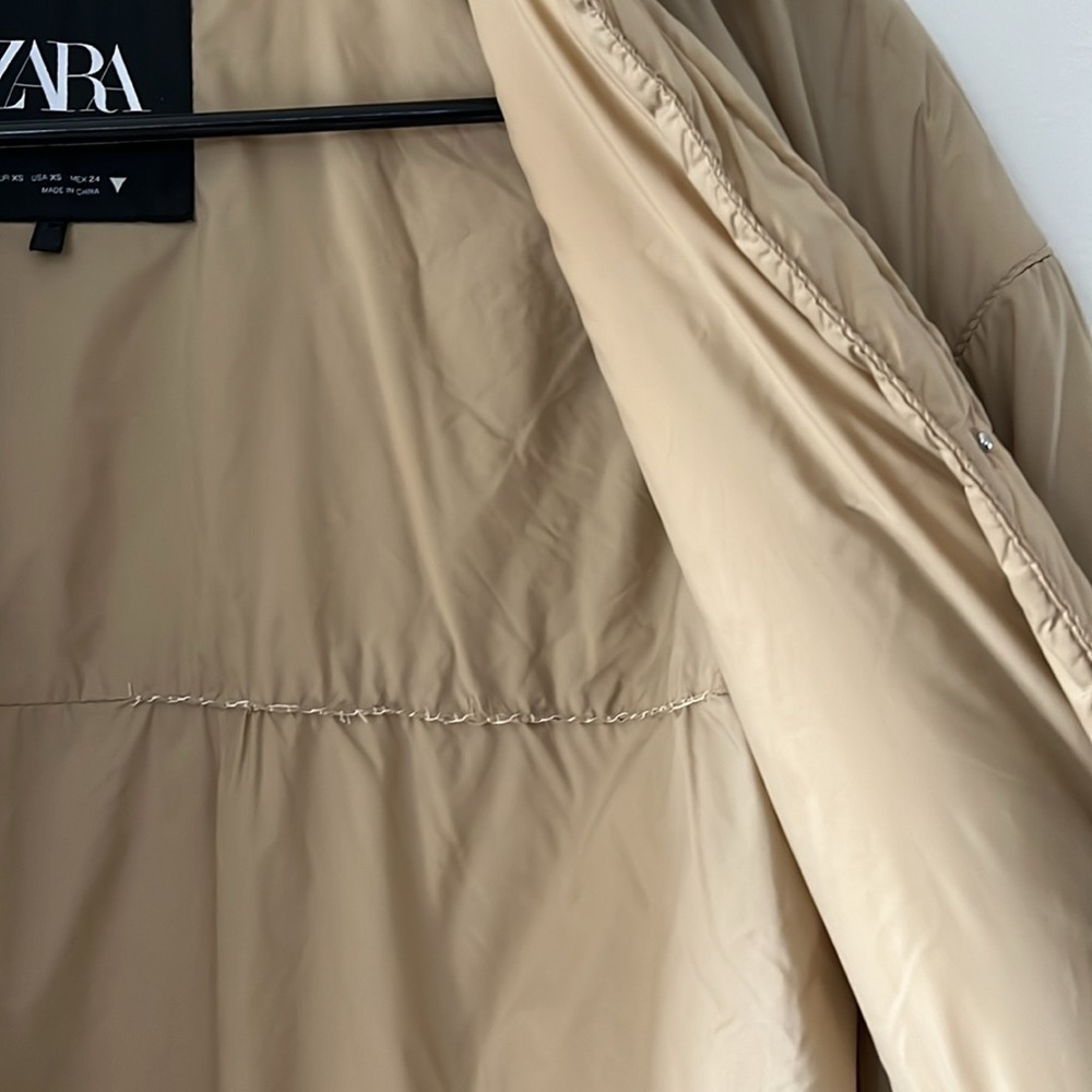 Zara quilted water repellent oversized jacket Overshirt Beige Sz XS 4341/739 - Picture 6 of 16